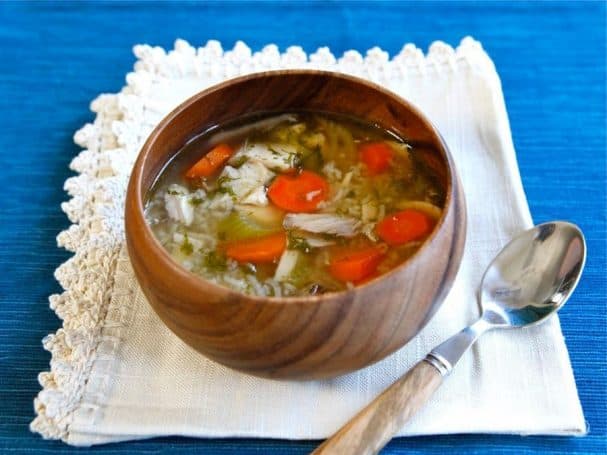 Суп с курицей на гриле