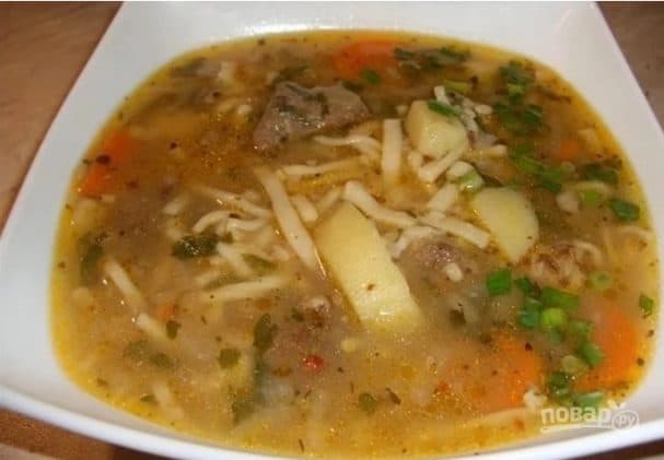 Lentil and noodle soup