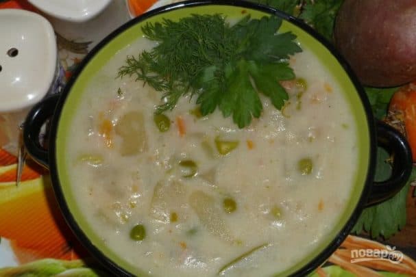 Сырна-малочны суп з агародкамі