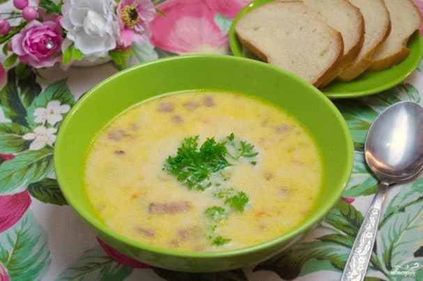 Сырны суп з плавленым сырам