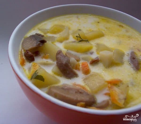 Cheese soup with pork