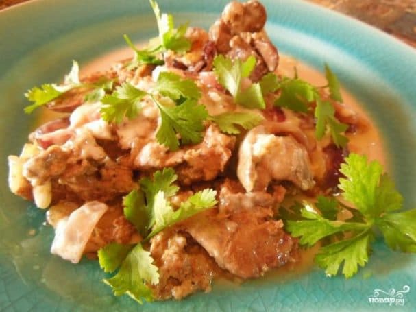 Braised chicken liver in a multicooker