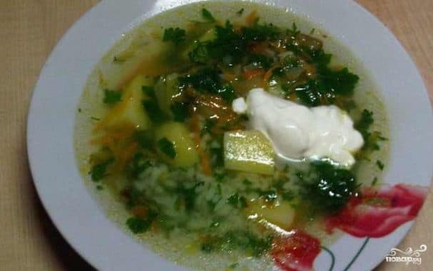Vegetarian soup with rice