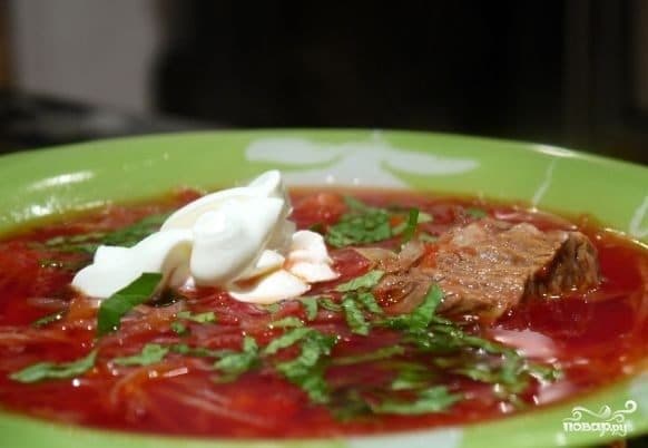Delicious beef borscht