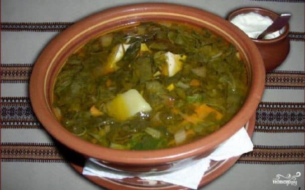 Зелений борщ із рисом