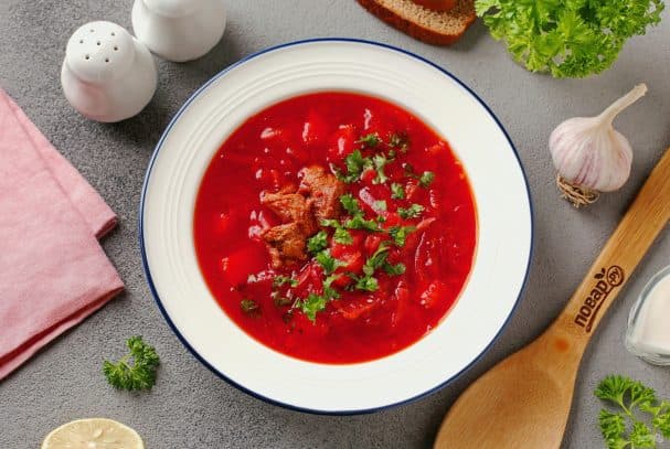 Боршч са сьвёклай без аксыну