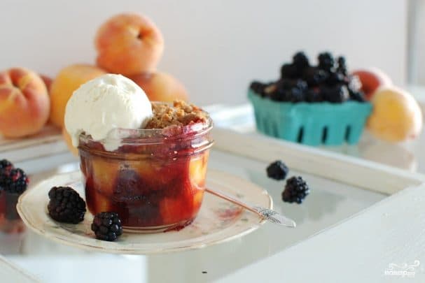 Peach and blackberry dessert