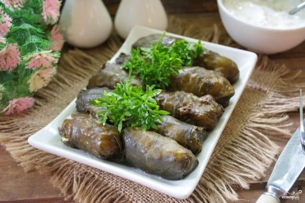 Dolma in grape leaves