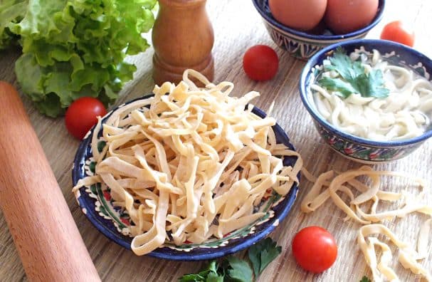 Homemade laghman noodles