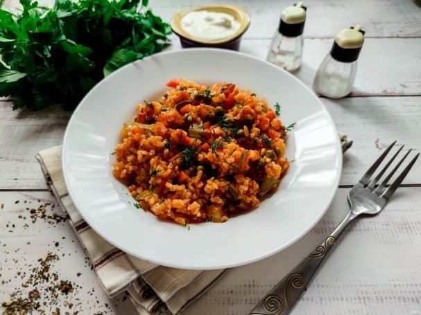 Овощное соте с рисом