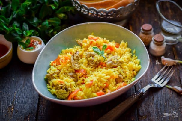 Beef and curry pilaf