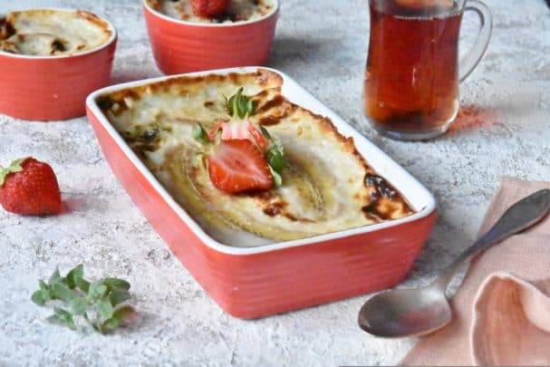 Rice pudding with bananas