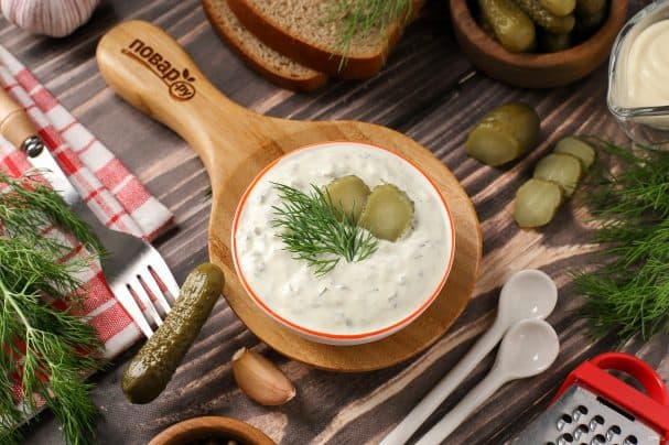 Sauce made from mayonnaise and gherkins