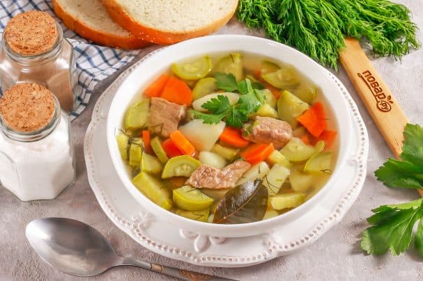 Beef and zucchini soup