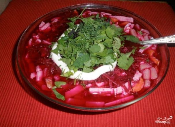 Classic beet soup with meat