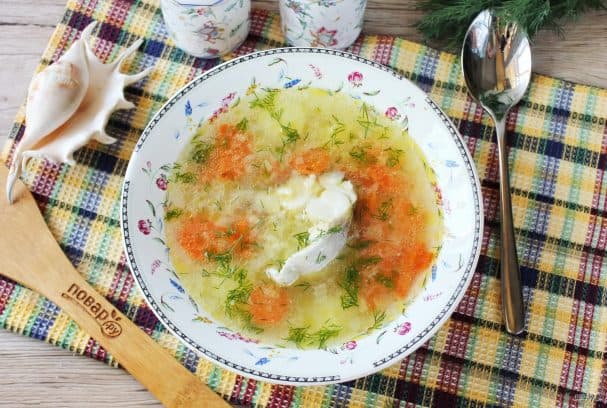 Pollock soup with rice