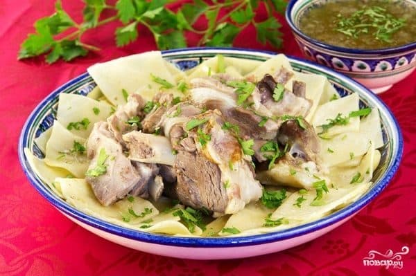 Kazakh-style lamb beshbarmak