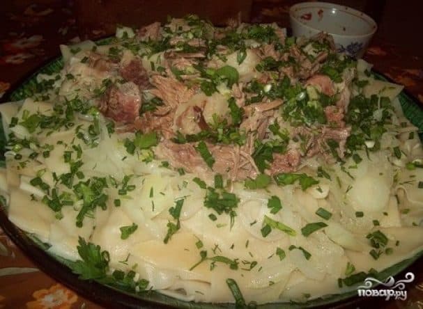 Tatar-style beshbarmak