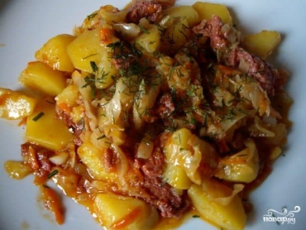 Bigus with canned meat