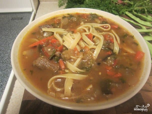 Лагман с баклажанами