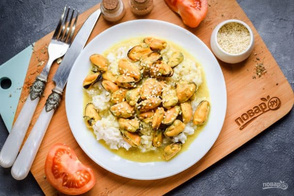 Mussels in curry sauce