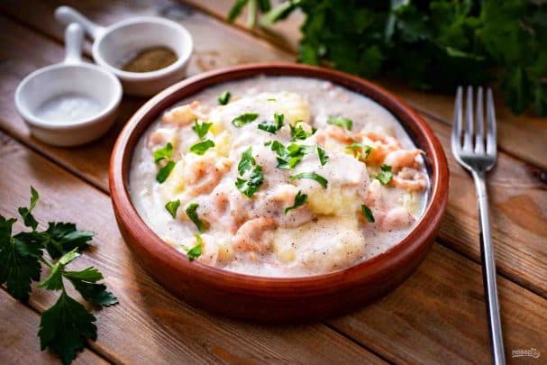 Ньокки с креветками