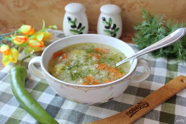Постный рассольник с рисом