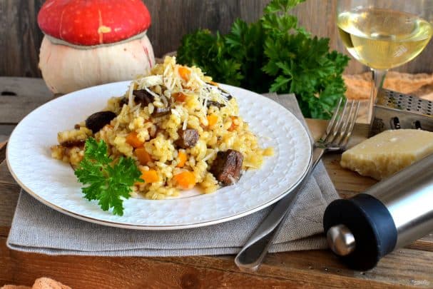 Pumpkin and porcini mushroom risotto