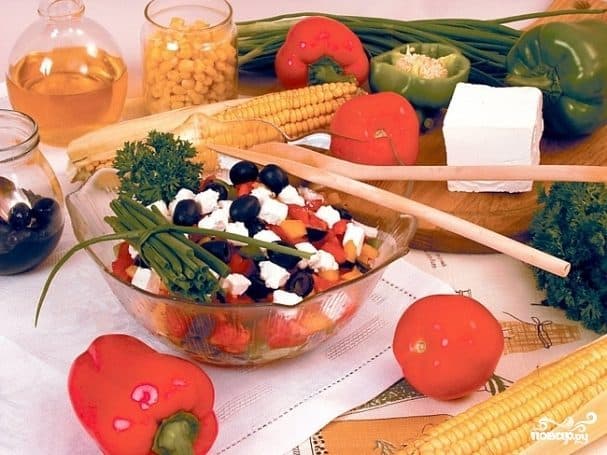 Greek salad with feta cheese