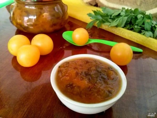 Tkemali sauce from yellow plum
