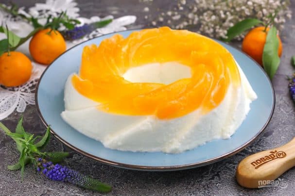 Торт с мандаринами без выпечки