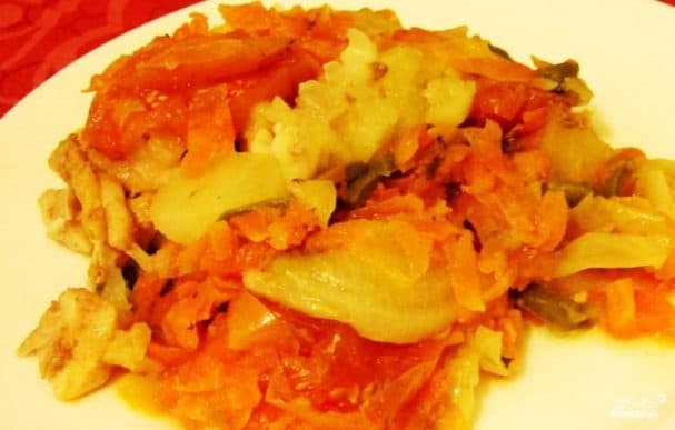 Bigus with chicken in a multicooker