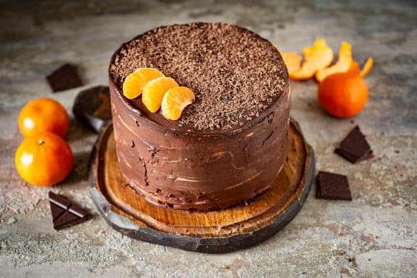 Crepe cake with bananas and chocolate