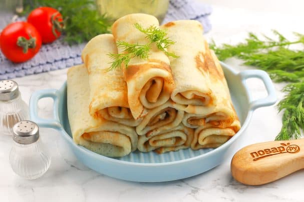 Pancakes with eggplant filling