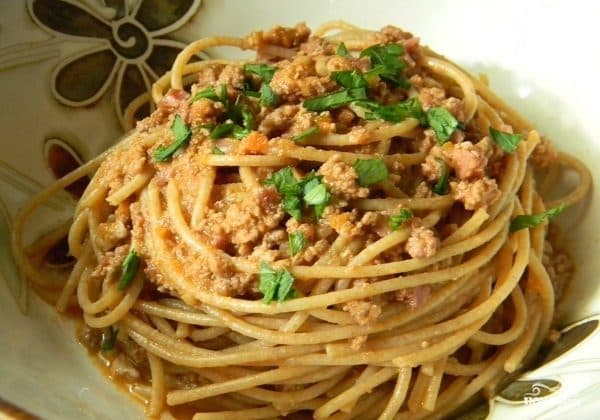 Chicken meatball Bolognese