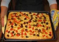 Focaccia with rosemary and focaccia with olives and tomatoes