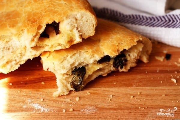 Focaccia with cheese and basil