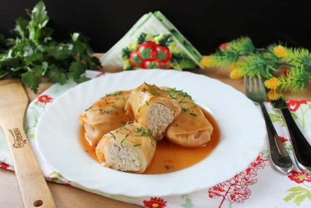 Polish-style stuffed cabbage rolls