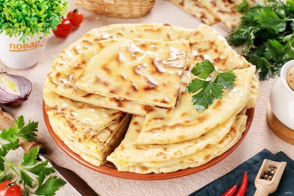 Khychiny with cheese and potatoes