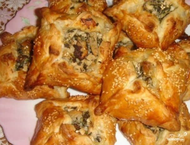 Канвертыкі з курыцай і грыбамі