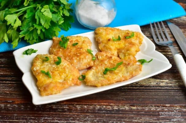 Turkey medallions with sesame