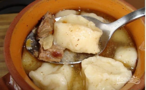 Палтаўскія галушкі ў гаршочках з мясам і грыбамі