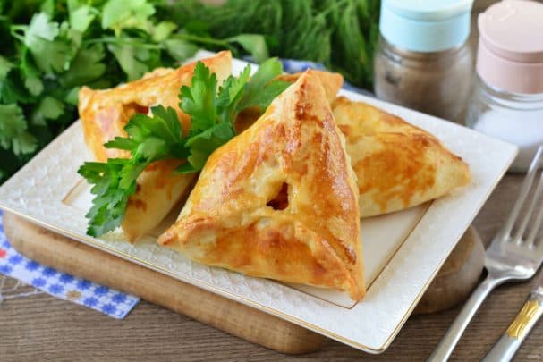 Samsa with vegetables in the oven