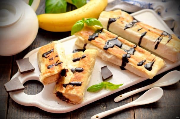 Banana with chocolate in lavash