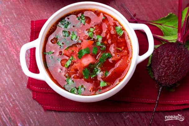 Боршч з фасолю бяз мяса
