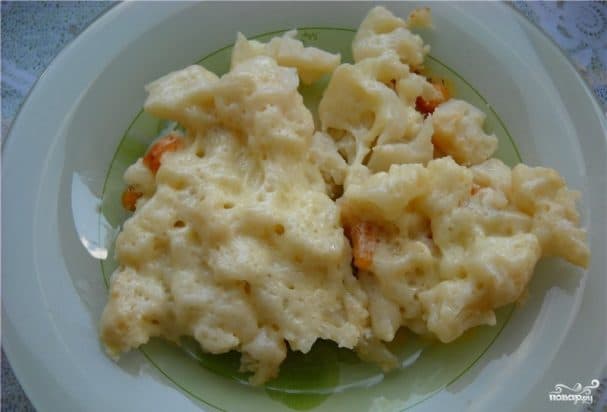 Цвітная капуста, тушаная ў малоцы