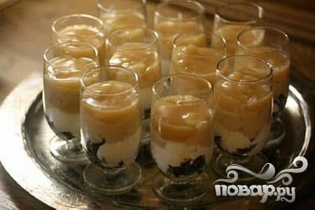 Десерт с йогуртом, черносливом и бренди