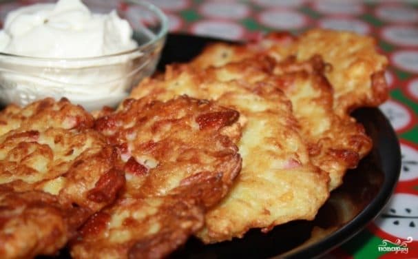 Potato pancakes with ham