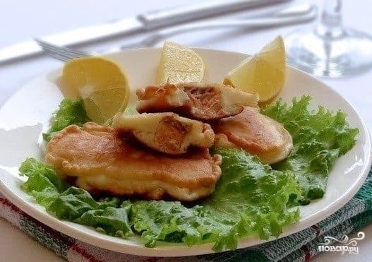 Pink salmon in batter