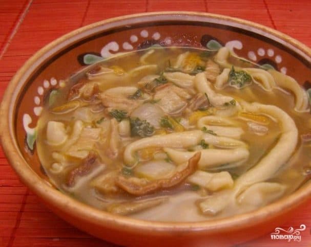Грибная лапша из сушеных грибов